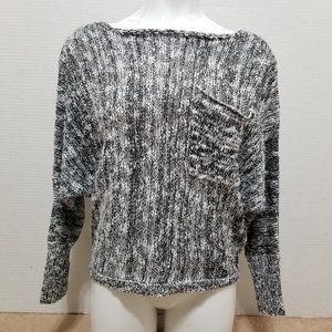 Chloe K sweater Small sequin bling embellished patch pocket knit pullover marl